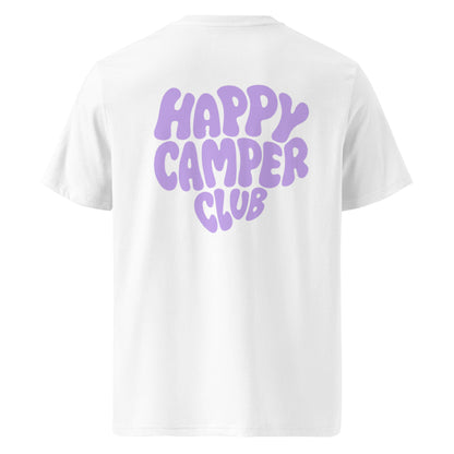 Unisex-Bio-Baumwoll Happy Camper Club T-Shirt | Lila Aufdruck