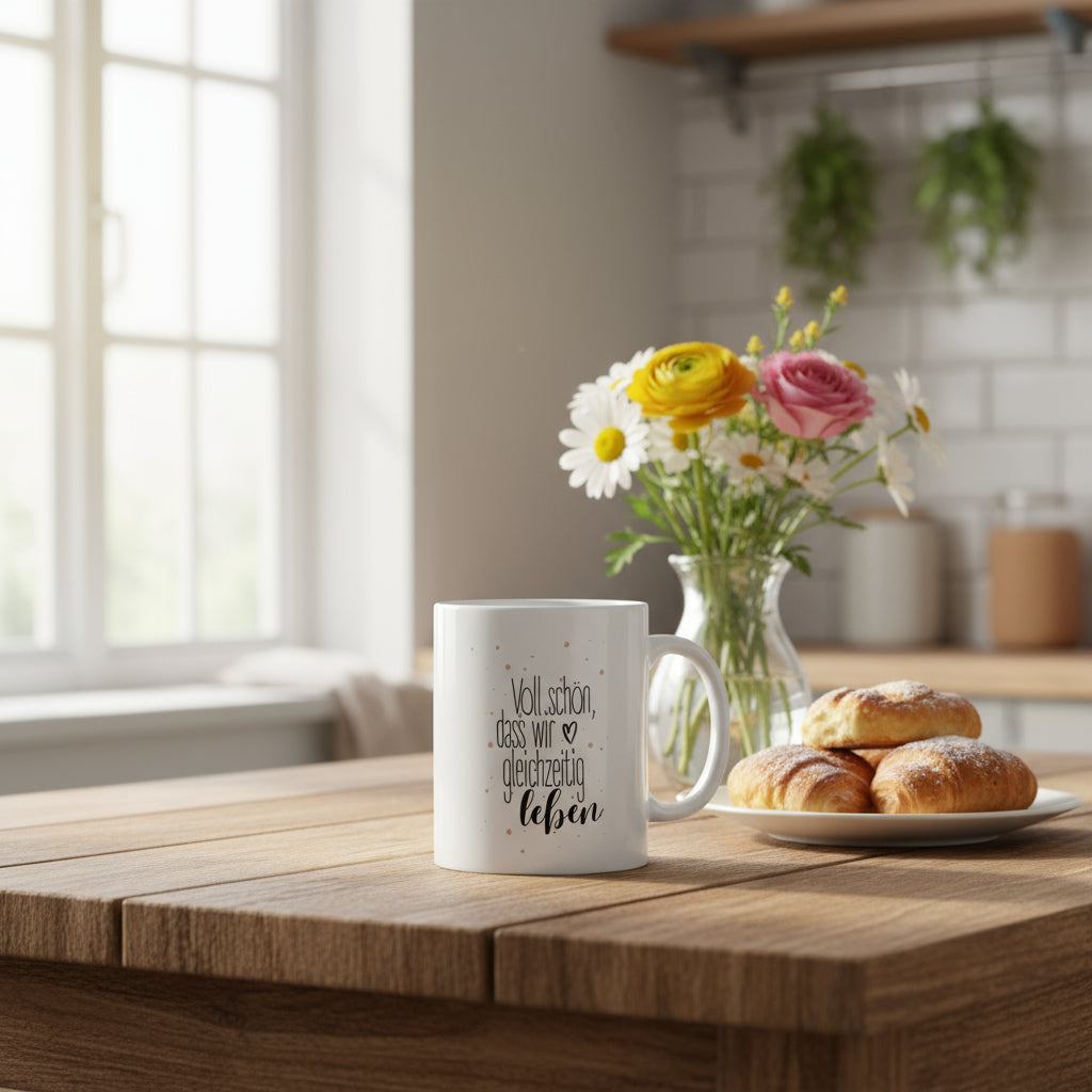 Tasse So schön dass wir gleichzeitig leben – Geschenkidee mit Herz